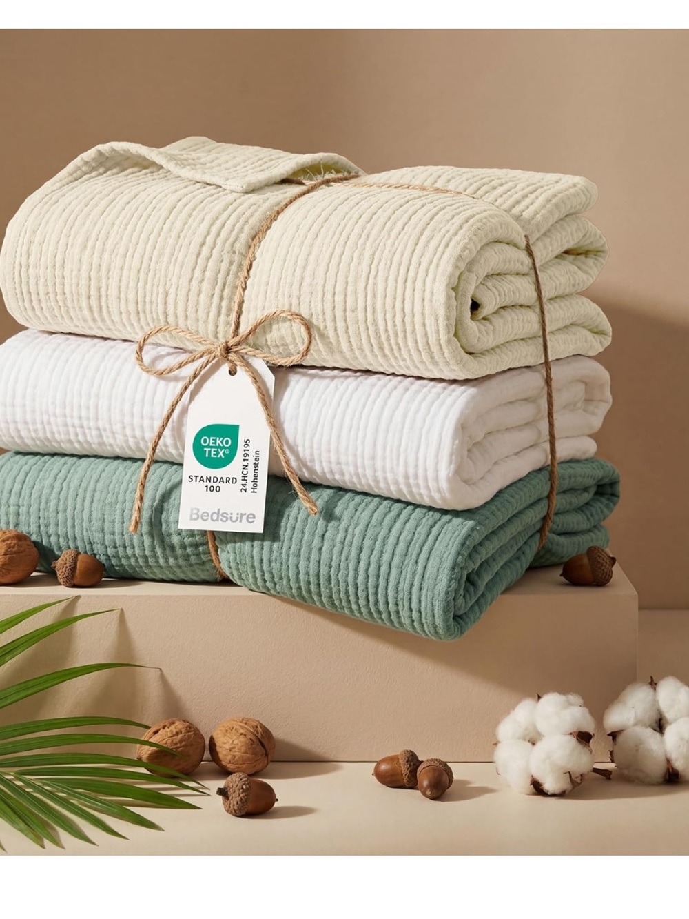 🆕 Bedsure 100% Cotton Muslin Throw Blanket